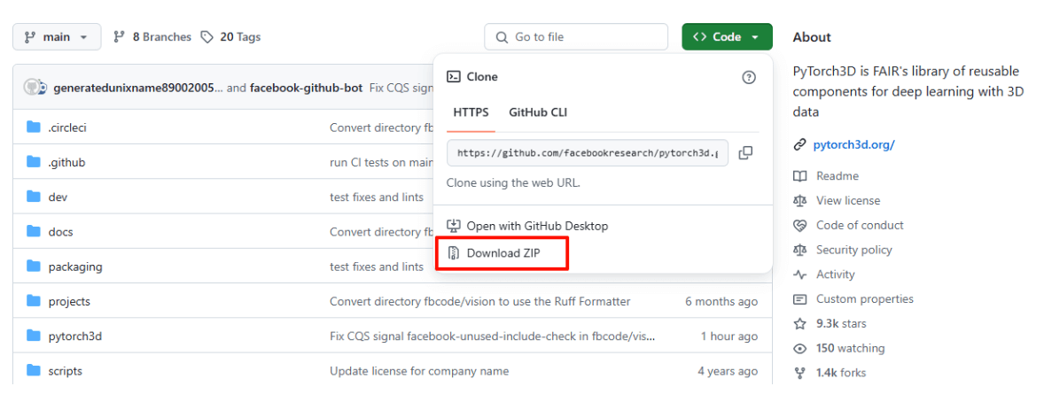 Pytorch3d的Github Pytorch3d的Github